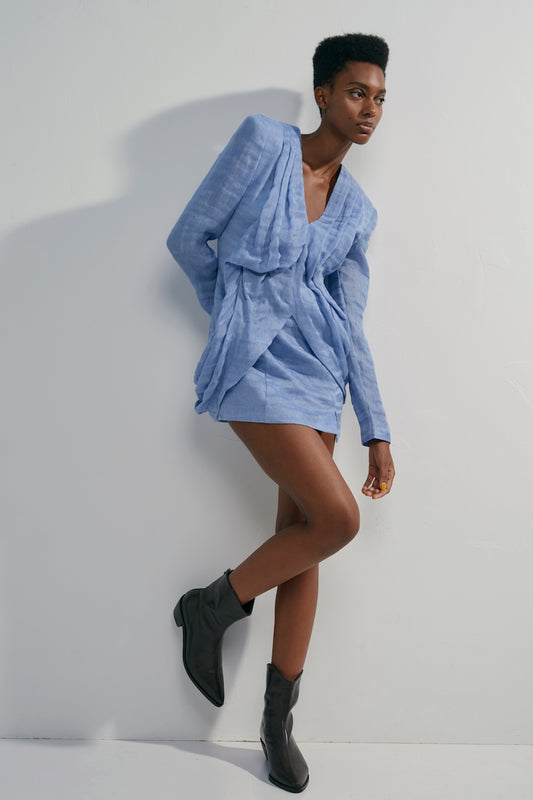 Tidal Draped Mini Dress - Atelier YSCM